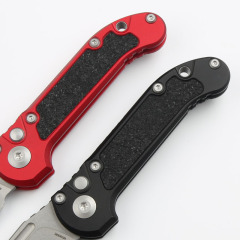 Microtech LUDT Gen III AUTO Folding Knife 3.22" M390MK Stonewashed Plain Blade, Black Aviation Aluminum Handles