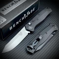 Benchmade 8551 Mediator AUTO Folding Knife 3.26" S90V Black Plain Blade, G10 Handles - 8551BK