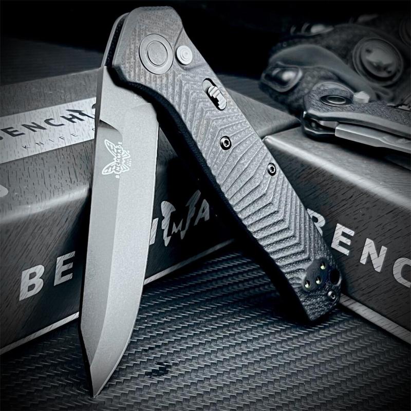 Benchmade 8551 Mediator AUTO Folding Knife 3.26" S90V Black Plain Blade, G10 Handles - 8551BK