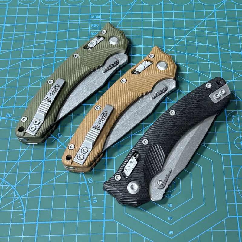 Microtech Amphibian RAM-LOK Manual Folding Knife 3.62" M390MK Plain Blade, G10 Handles