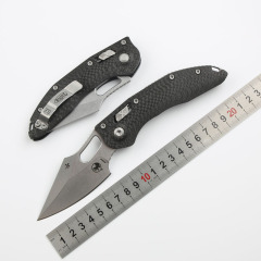 Microtech Stitch-Ramloc AUTO Folding Knife 3.54" M390MK Stonewashed Blade, Carbon Fiber Handles