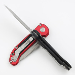 Microtech LUDT Gen III AUTO Folding Knife 3.22" M390MK Stonewashed Tanto Plain Blade, Black Aviation Aluminum Handles