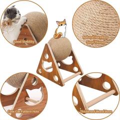 Wooden Cat Scratching Post Ball Toy Scratcher Sisal Rope s Toys Pet Furniture Supplies Accessories Tower Tree 220623