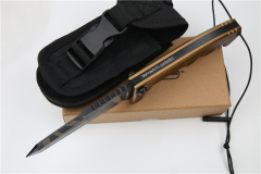 ER RAO AVIO Heavy Duty Folder with Survival Kit 4.25" N690 Tanto Blade, Golden Aluminum Handles