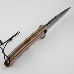 ER RAO Heavy Duty Folding 4.52" Black N690 Drop Point Blade, Black Aluminum Handles