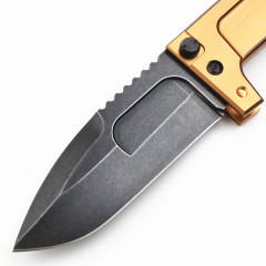 ER RAO Heavy Duty Folding 4.52" Black N690 Drop Point Blade, Black Aluminum Handles
