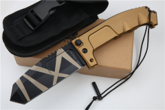ER RAO AVIO Heavy Duty Folder with Survival Kit 4.25" N690 Tanto Blade, Golden Aluminum Handles