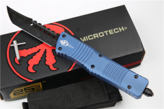 Microtech Troodon AUTO OTF Knife 3.74" M390 Satin Double Edge Dagger Blade, Aviation Aluminum Handles