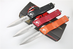 Microtech Troodon AUTO OTF Knife 3.74" M390 Satin Double Edge Dagger Blade, Aviation Aluminum Handles