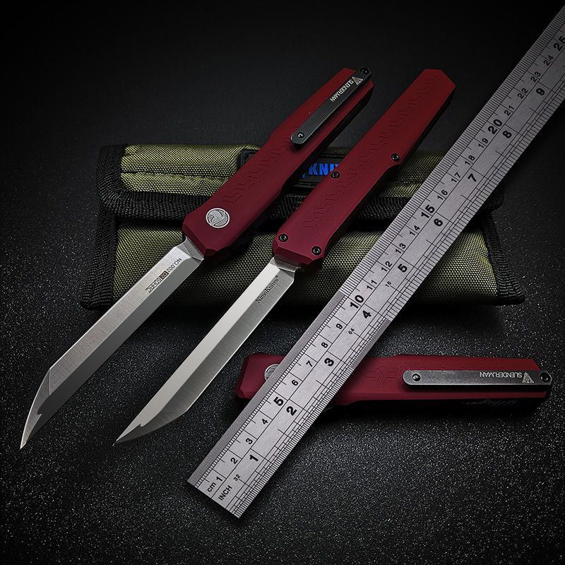 Slenderman SLM Combat OTF Knife 3.34" CPM-D2 Satin Blade, T6-Aviation Aluminum Handles
