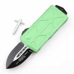 Microtech Exocet OTF Money Clip AUTO Knife 1.96" Black 204P Double Edge Blade, Aluminum Handles