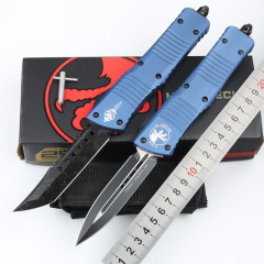 Microtech Troodon AUTO OTF Knife 3.74" M390 Satin Double Edge Dagger Blade, Aviation Aluminum Handles