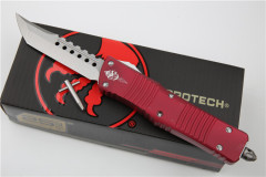 Microtech Troodon AUTO OTF Knife 3.74" M390 Satin Double Edge Dagger Blade, Aviation Aluminum Handles