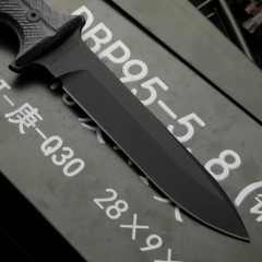 CR Pacific Combat Knife Fixed 6.49" CPM-MagnaCut Black Combo Blade, Black Canvas Micarta Handles, Nylon Sheath
