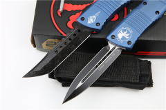 Microtech Troodon AUTO OTF Knife 3.74" M390 Satin Double Edge Dagger Blade, Aviation Aluminum Handles