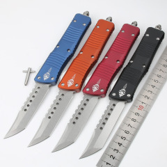 Microtech Troodon AUTO OTF Knife 3.74" M390 Satin Double Edge Dagger Blade, Aviation Aluminum Handles