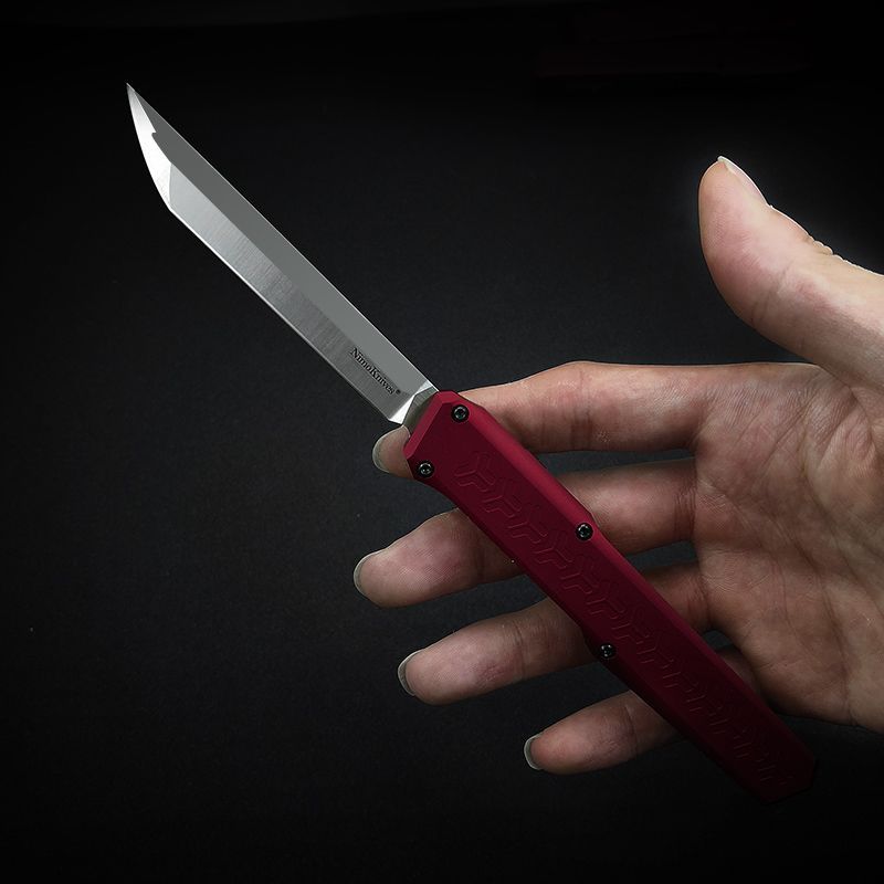 Slenderman SLM Combat OTF Knife 3.34" CPM-D2 Satin Blade, T6-Aviation Aluminum Handles