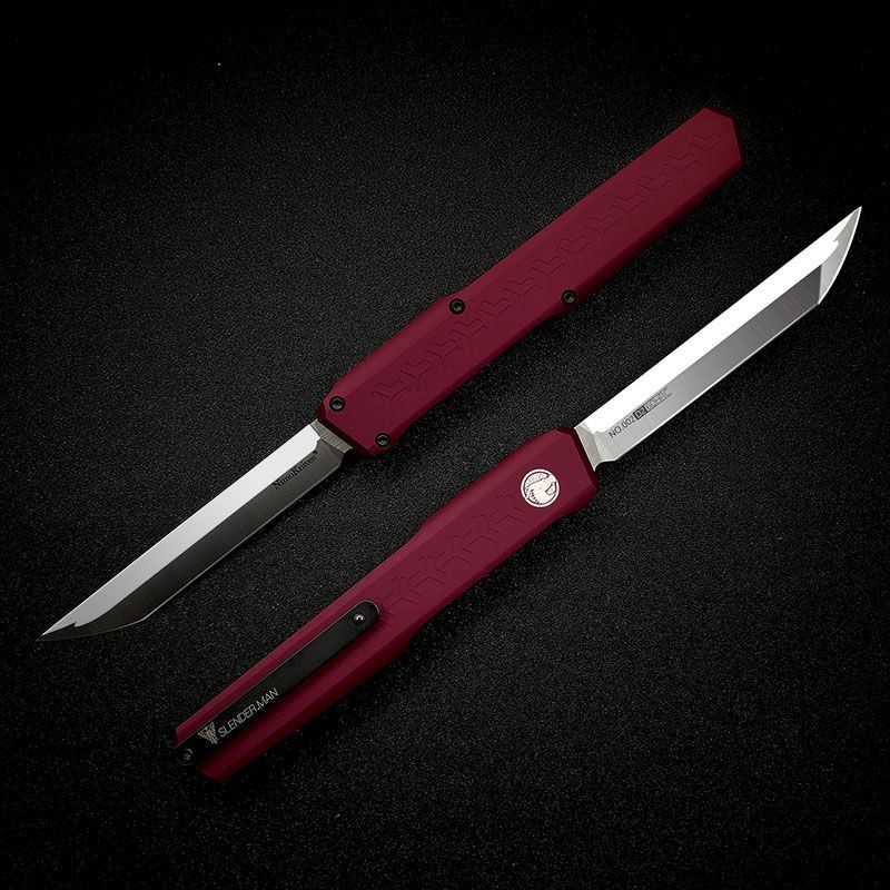 Slenderman SLM Combat OTF Knife 3.34" CPM-D2 Satin Blade, T6-Aviation Aluminum Handles