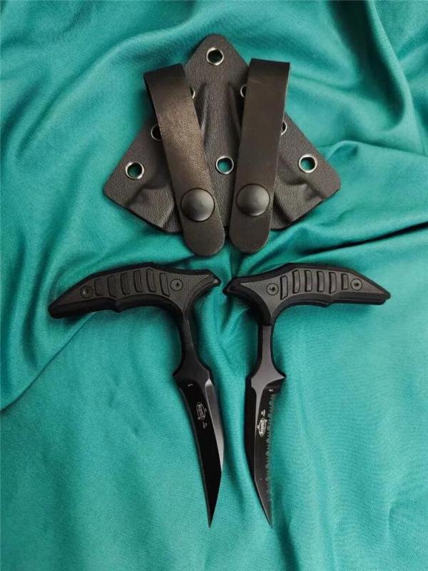 2PC/Set All Black Claw karambit Tactical Fixed Blade Knife
