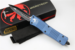 Microtech Troodon AUTO OTF Knife 3.74" M390 Satin Double Edge Dagger Blade, Aviation Aluminum Handles