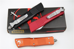 Microtech Troodon AUTO OTF Knife 3.74" M390 Satin Double Edge Dagger Blade, Aviation Aluminum Handles