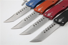 Microtech Troodon AUTO OTF Knife 3.74" M390 Satin Double Edge Dagger Blade, Aviation Aluminum Handles