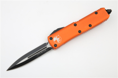 Microtech UTX-85 Tactical AUTO OTF Knife 3.14" Black 204P Plain Blade, Black Aluminum Handles