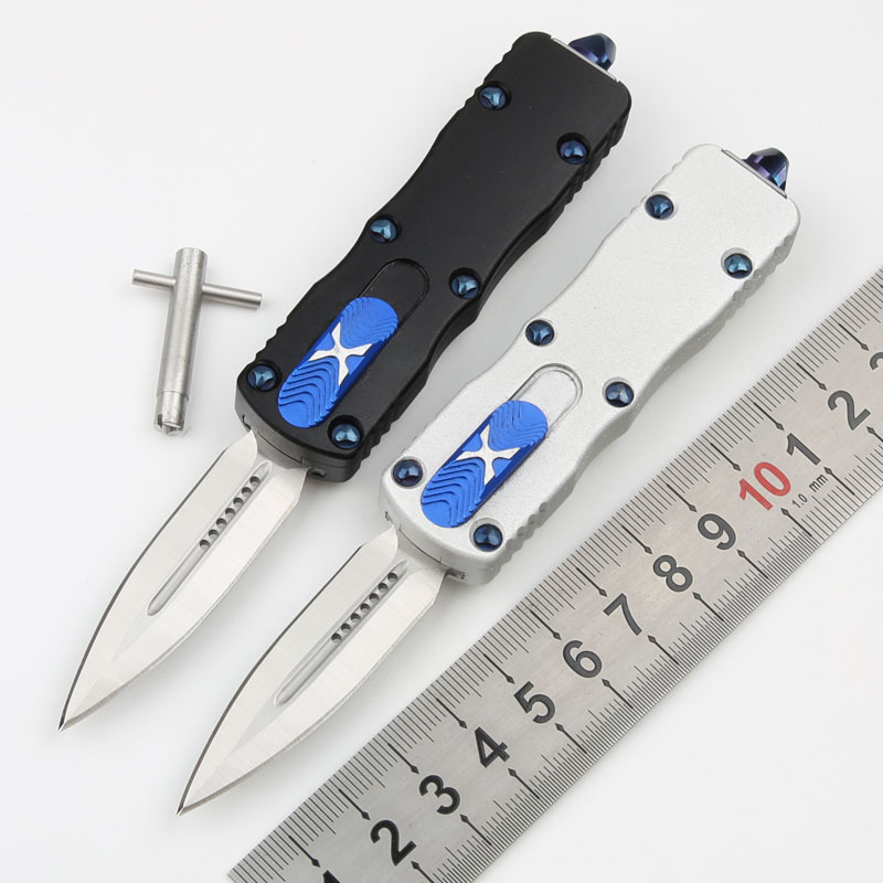 Microtech Mini Dirac AUTO OTF Knife 2.16" D2 Double Edge Dagger Blade, Aviation Aluminum Handles