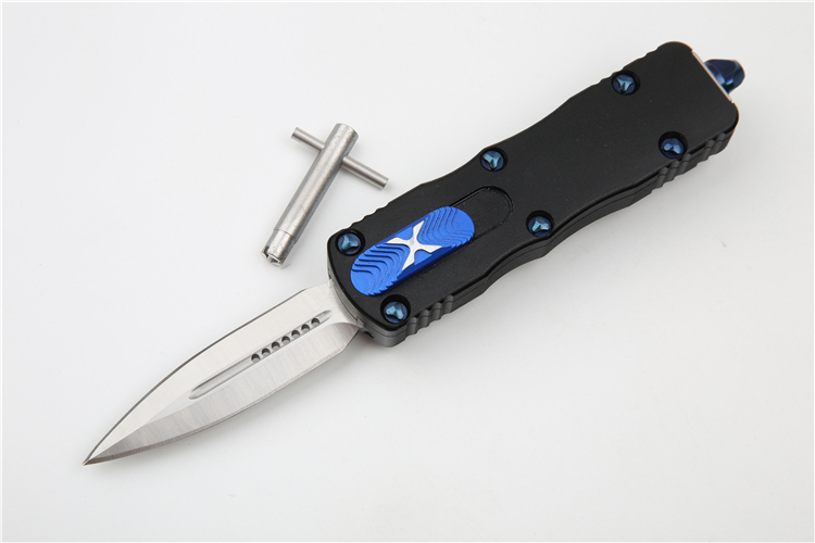 Microtech Mini Dirac AUTO OTF Knife 2.16" D2 Double Edge Dagger Blade, Aviation Aluminum Handles