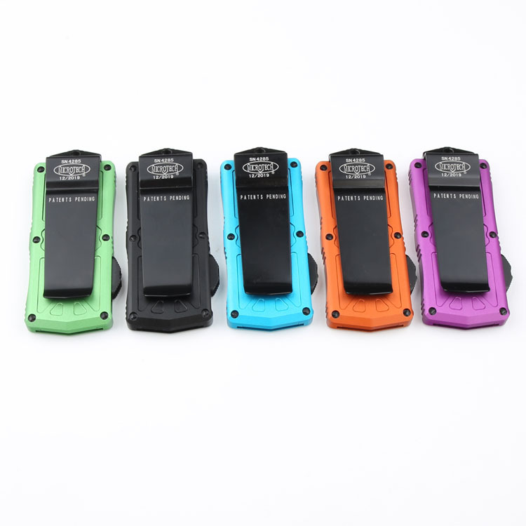 Microtech Exocet OTF Money Clip AUTO Knife 1.96" Black 204P Double Edge Blade, Aluminum Handles