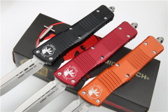 Microtech Troodon AUTO OTF Knife 3.74" M390 Satin Double Edge Dagger Blade, Aviation Aluminum Handles