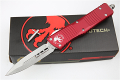 Microtech Troodon AUTO OTF Knife 3.74" M390 Satin Double Edge Dagger Blade, Aviation Aluminum Handles