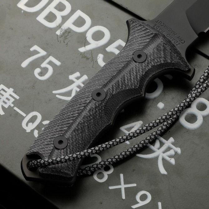 CR Pacific Combat Knife Fixed 6.49" CPM-MagnaCut Black Combo Blade, Black Canvas Micarta Handles, Nylon Sheath