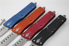 Microtech Troodon AUTO OTF Knife 3.74" M390 Satin Double Edge Dagger Blade, Aviation Aluminum Handles