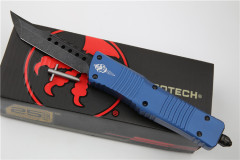 Microtech Troodon AUTO OTF Knife 3.74" M390 Black Satin Double Edge Dagger Blade, Aviation Aluminum Handles