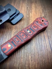 WK Belt Fixed Blade Knife 4.72" VG10 Blade, Red G10 Handles, Lined Kydex Leather Sheath