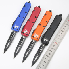 Microtech UTX-85 Tactical AUTO OTF Knife 3.14" Black 204P Plain Blade, Black Aluminum Handles