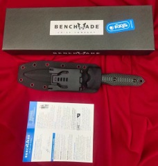 BM Bushcrafter Fixed Blade Knife 6.10" CPM-D2 Satin Double Serred Blade, Green G10 Handles