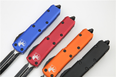 Microtech UTX-85 Tactical AUTO OTF Knife 3.14" Black 204P Plain Blade, Black Aluminum Handles