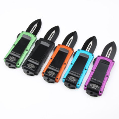 Microtech Exocet OTF Money Clip AUTO Knife 1.96" Black 204P Double Edge Blade, Aluminum Handles