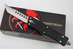 Microtech Troodon AUTO OTF Knife 3.74" M390 Satin Double Edge Dagger Blade, Aviation Aluminum Handles