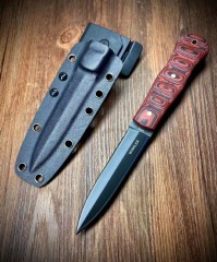 WK Belt Fixed Blade Knife 4.72" VG10 Blade, Red G10 Handles, Lined Kydex Leather Sheath