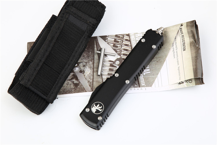 Microtech UTX-70 Ultratech OTF AUTO Knife 3.34" D2 Plain Blade, Aluminum Alloy Handles