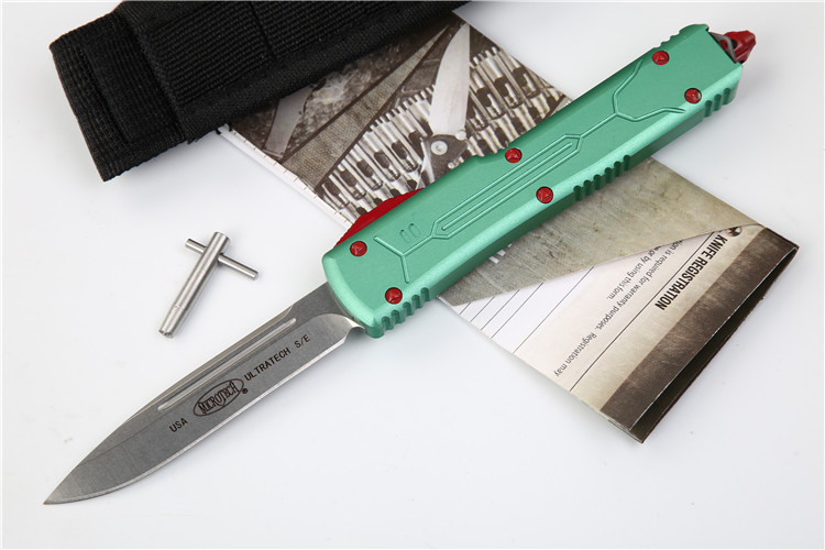 Microtech UTX-70 Ultratech OTF AUTO Knife 3.34" D2 Plain Blade, Aluminum Alloy Handles