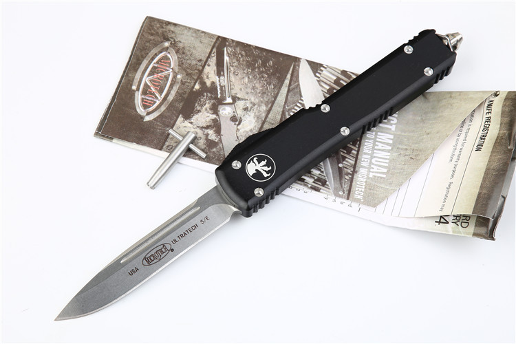 Microtech UTX-70 Ultratech OTF AUTO Knife 3.34" D2 Plain Blade, Aluminum Alloy Handles