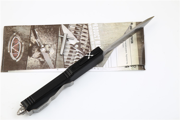 Microtech UTX-70 Ultratech OTF AUTO Knife 3.34" D2 Plain Blade, Aluminum Alloy Handles