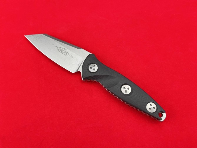 Microtech Mini Socom Alpha Fixed Blade Knife 3.50" M390 Stonewashed Tanto Point, G10 Handles, Kydex Sheath