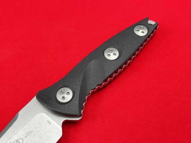 Microtech Mini Socom Alpha Fixed Blade Knife 3.50" M390 Stonewashed Tanto Point, G10 Handles, Kydex Sheath
