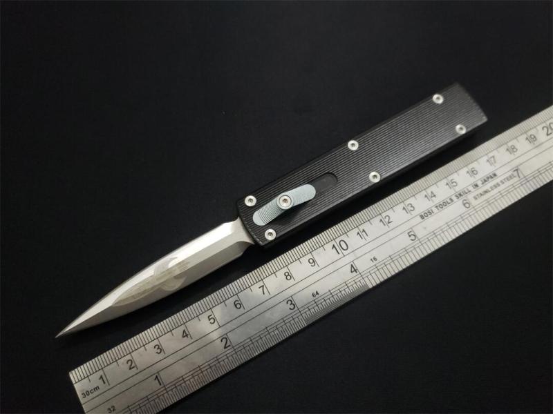 Microtech Rocket Design AUTO OTF Knife 2.75" D2 Satin Dagger Blade, Aluminum Alloy Handles