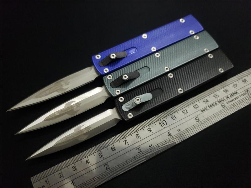 Microtech Rocket Design AUTO OTF Knife 2.75" D2 Satin Dagger Blade, Aluminum Alloy Handles